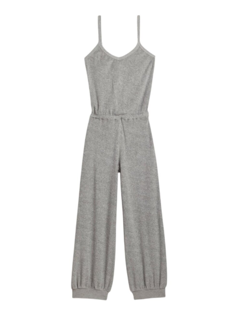 Suzie Kondi Giorgi Terry Jumpsuit Womens Large Heather Gray Sleeveless Cotton